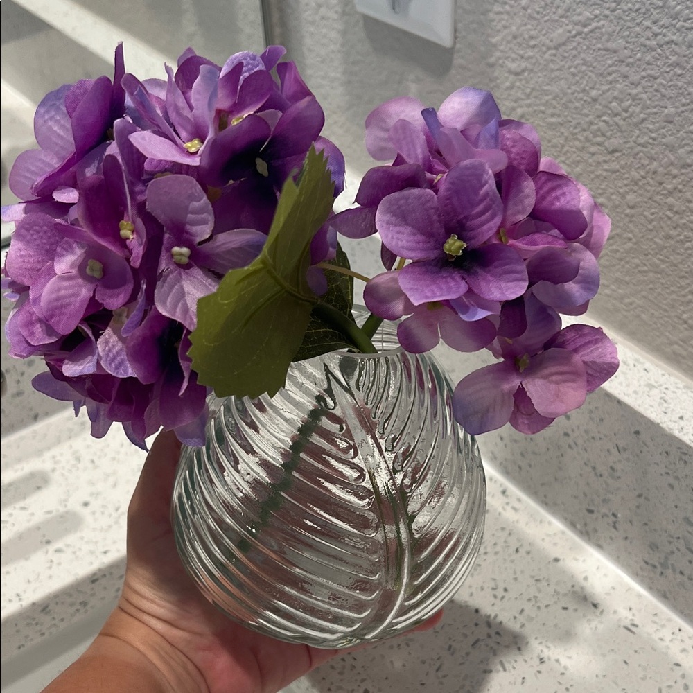 • Purple Floral Glass Vase •